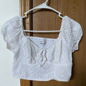 White Eyelet Crop Top